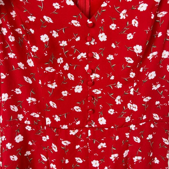 Lulus Jumpsuit Womens Small Red Flirty Floral Print Ruffle S - Picture 5 of 9